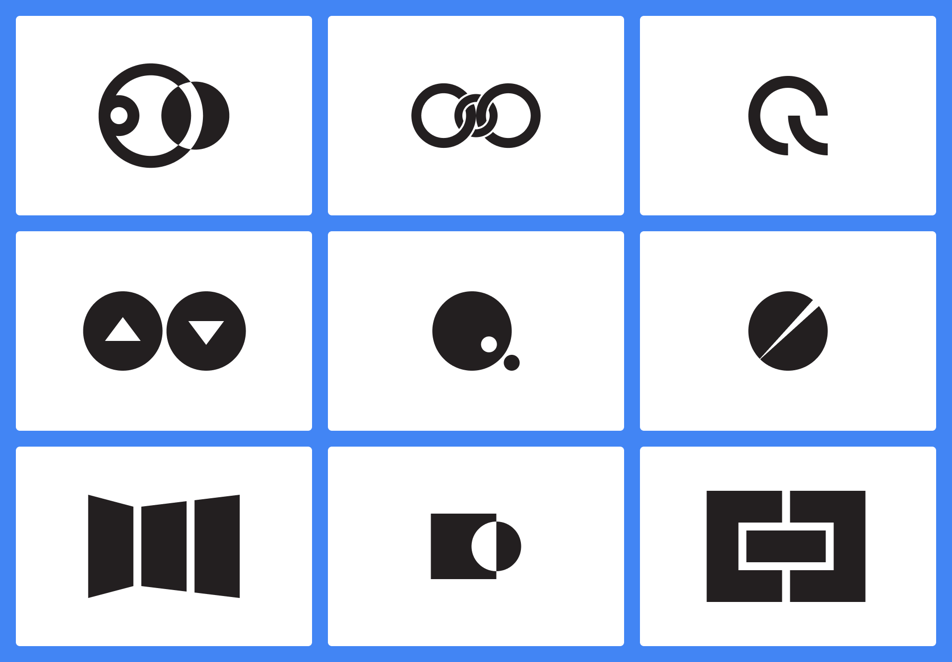 A set of experimental icons I was using to explore different logo options.